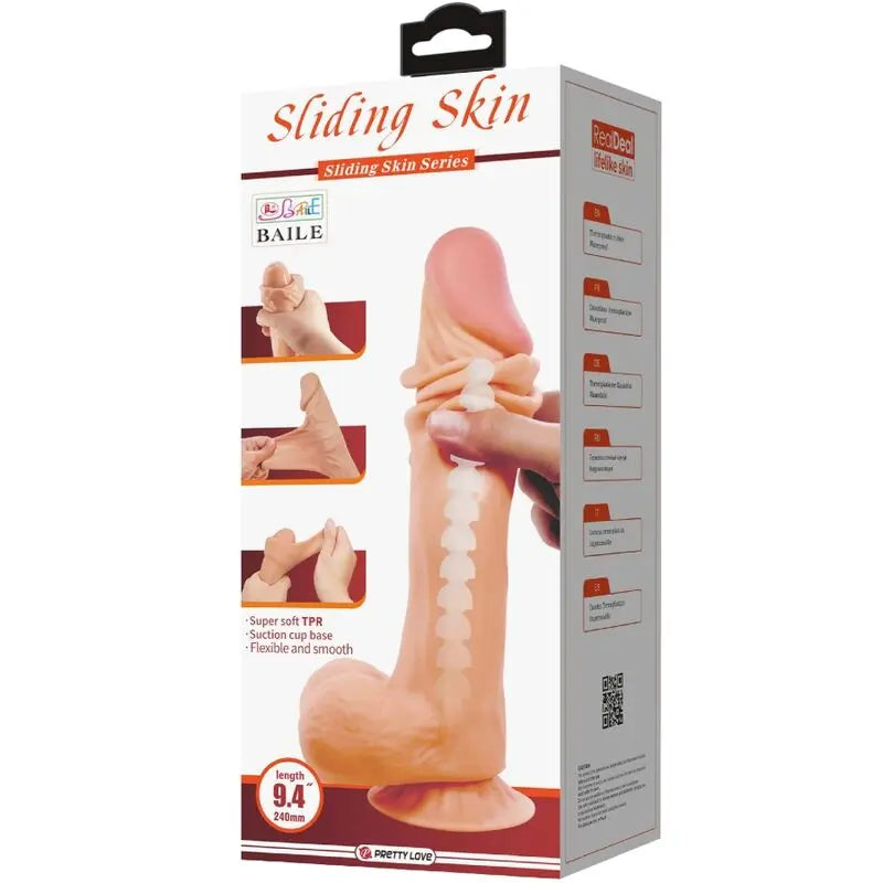PRETTY LOVE - SLIDING SKIN SERIES DILDO REALÍSTICO CON VENTOSA PIEL DESLIZANTE 24 CM PRETTY LOVE HIGH GRADE