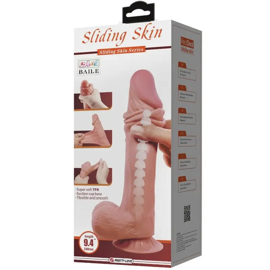 PRETTY LOVE - SLIDING SKIN SERIES DILDO REALÍSTICO CON VENTOSA PIEL DESLIZANTE MORENO 24 CM PRETTY LOVE HIGH GRADE