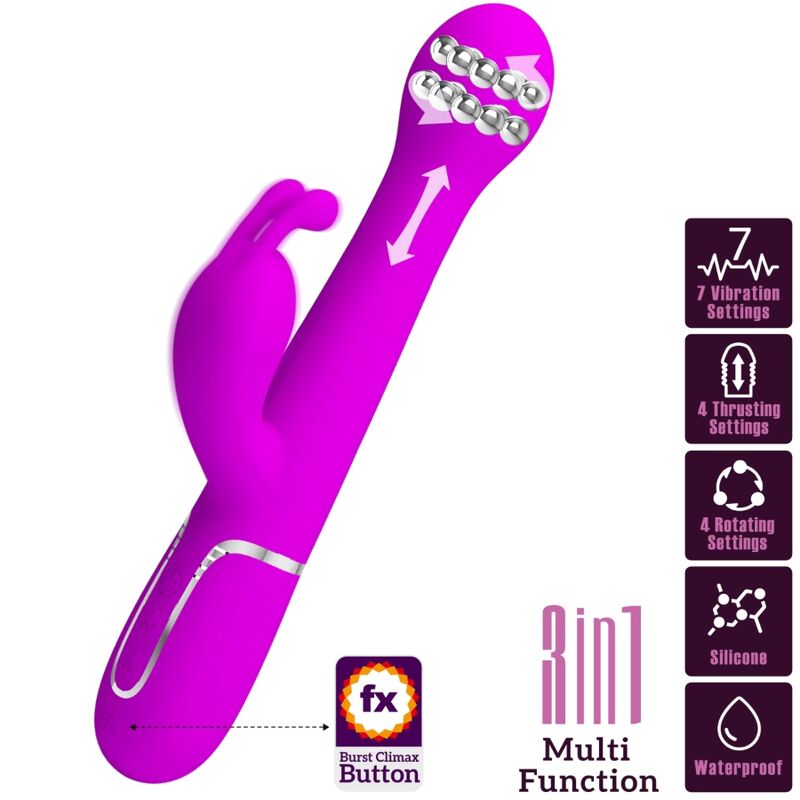 PRETTY LOVE - DEJON VIBRADOR RABBIT 3 EN 1 MULTIFUNCIÓN VIOLETA PRETTY LOVE FLIRTATION