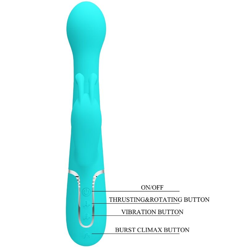 PRETTY LOVE - DEJON VIBRADOR RABBIT 3 EN 1 MULTIFUNCIÓN VERDE AGUA PRETTY LOVE FLIRTATION