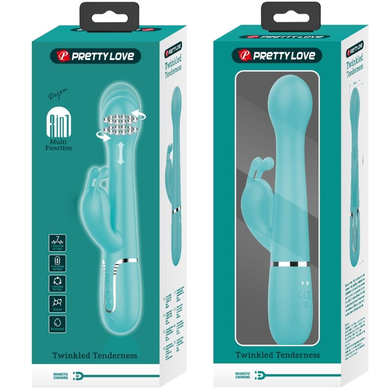 PRETTY LOVE - DEJON VIBRADOR RABBIT 3 EN 1 MULTIFUNCIÓN VERDE AGUA PRETTY LOVE FLIRTATION