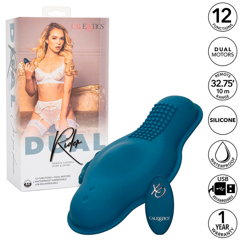CALEXOTICS - RIDER MASAJEADOR DOBLE MOTOR CONTROL REMOTO AZUL CALEXOTICS