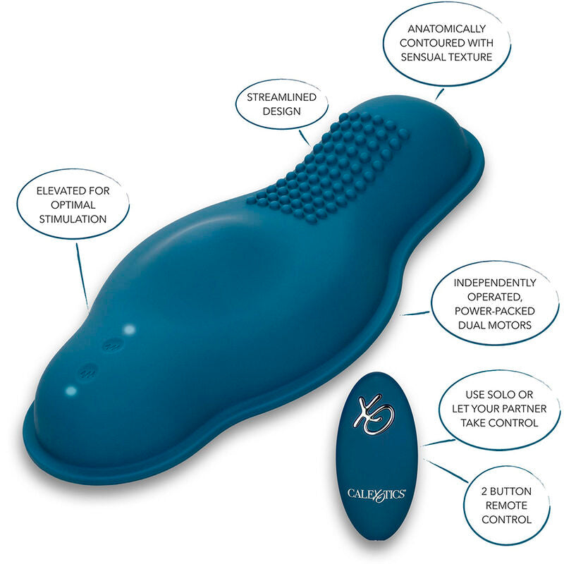 CALEXOTICS - RIDER MASAJEADOR DOBLE MOTOR CONTROL REMOTO AZUL CALEXOTICS