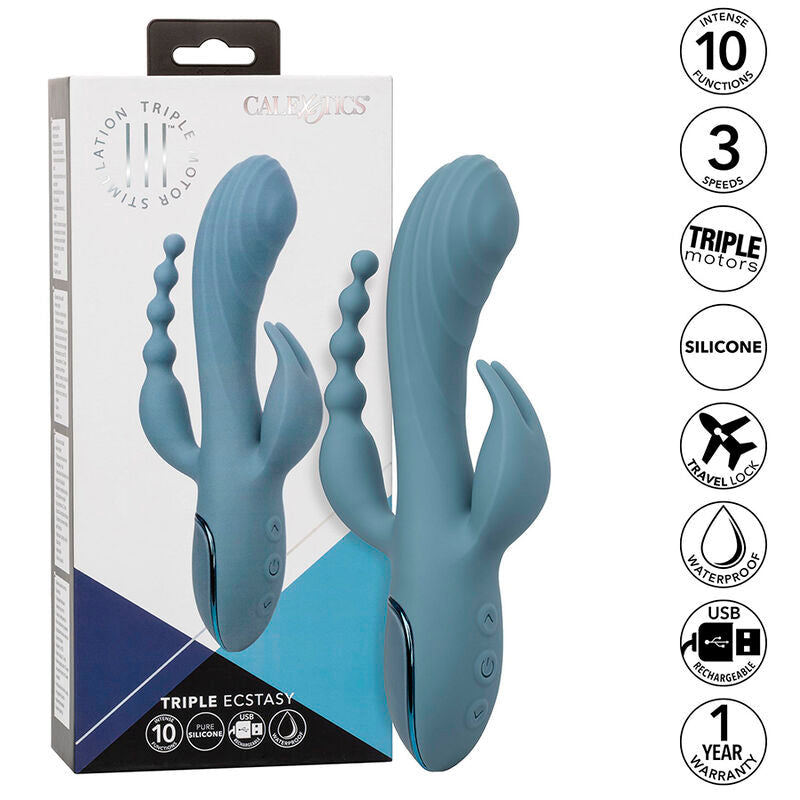 CALEXOTICS - VIBRADOR TRIPLE ÉXTASIS GRIS CALEXOTICS