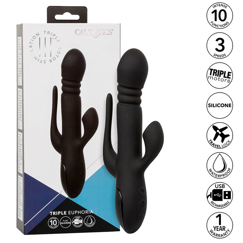 CALEXOTICS - VIBRADOR TRIPLE EUPHORIA NEGRO CALEXOTICS