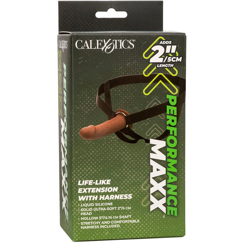 CALEXOTICS - PERFORMANCE MAXX EXTENSIÓN REALISTA CON ARNÉS PIEL MORENO CALEXOTICS