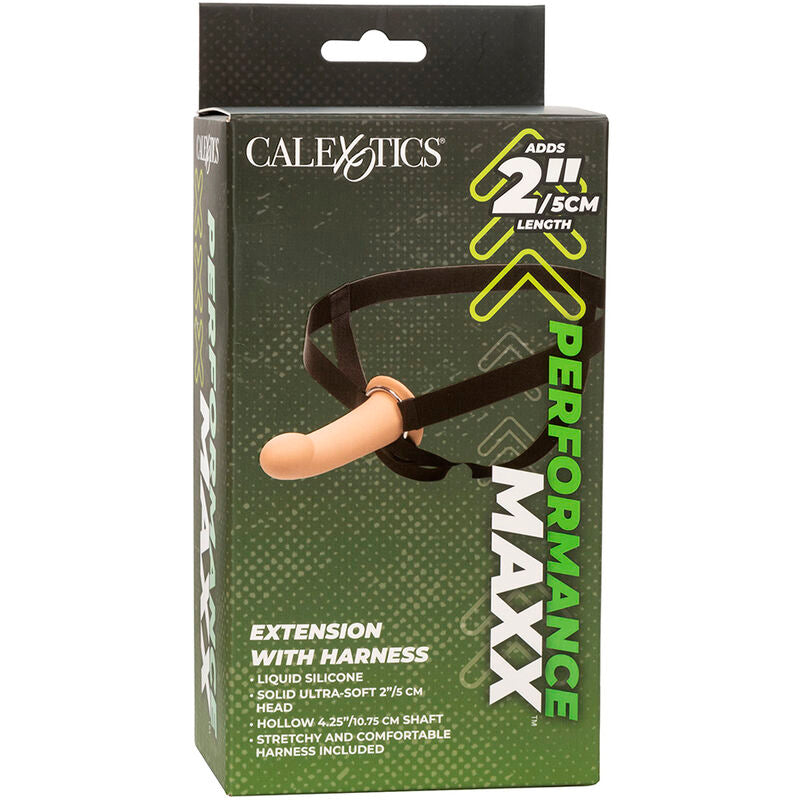 CALEXOTICS - PERFORMANCE MAXX EXTENSIÓN CON ARNÉS PIEL CLARO CALEXOTICS