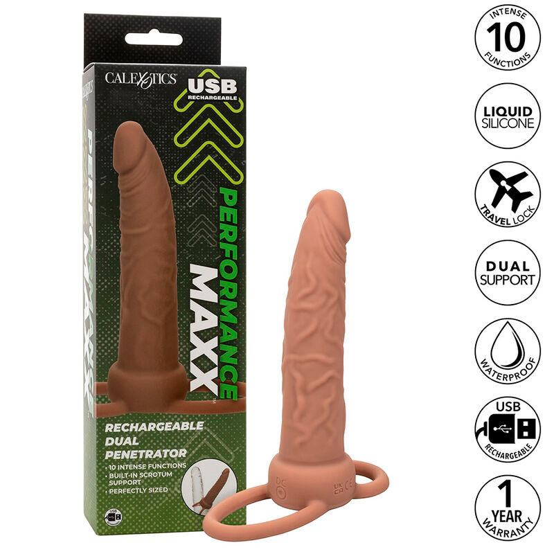 CALEXOTICS - PERFORMANCE MAXX DOBLE PENETRADOR RECARGABLE PIEL MORENO CALEXOTICS