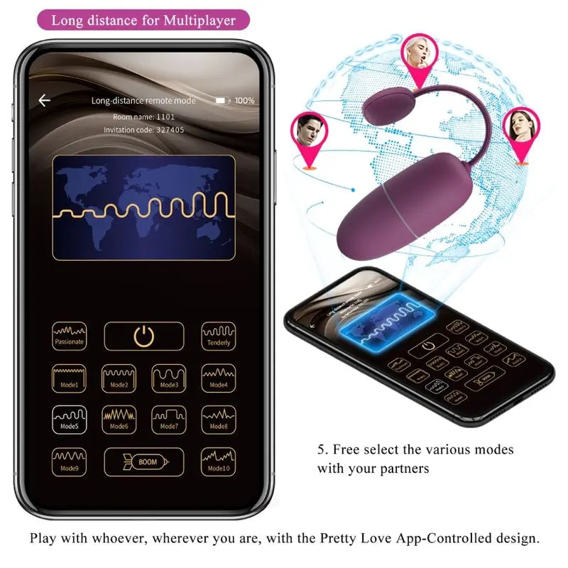 PRETTY LOVE - NYMPH HUEVO VIBRADOR CONTROLADO POR APP LILA PRETTY LOVE BOTTOM