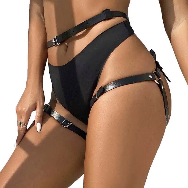 SUBBLIME - ARNÉS CINTURA Y PIERNAS CUERO NEGRO TALLA ÚNICA SUBBLIME FETISH