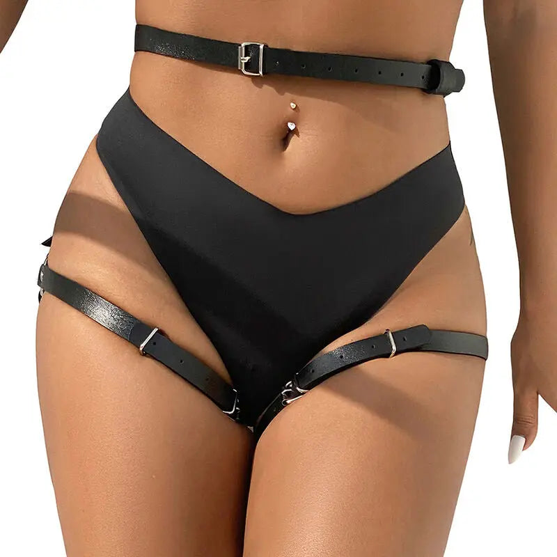 SUBBLIME - ARNÉS CINTURA Y PIERNAS CUERO NEGRO TALLA ÚNICA SUBBLIME FETISH