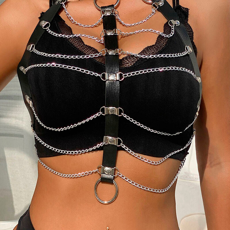 SUBBLIME - ARNÉS DE PECHO CADENAS CUERO NEGRO TALLA ÚNICA SUBBLIME FETISH