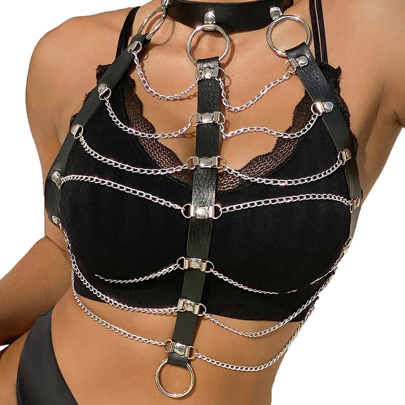 SUBBLIME - ARNÉS DE PECHO CADENAS CUERO NEGRO TALLA ÚNICA SUBBLIME FETISH
