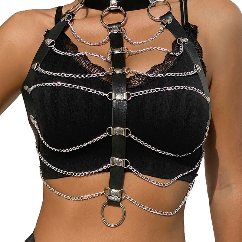 SUBBLIME - ARNÉS DE PECHO CADENAS CUERO NEGRO TALLA ÚNICA SUBBLIME FETISH