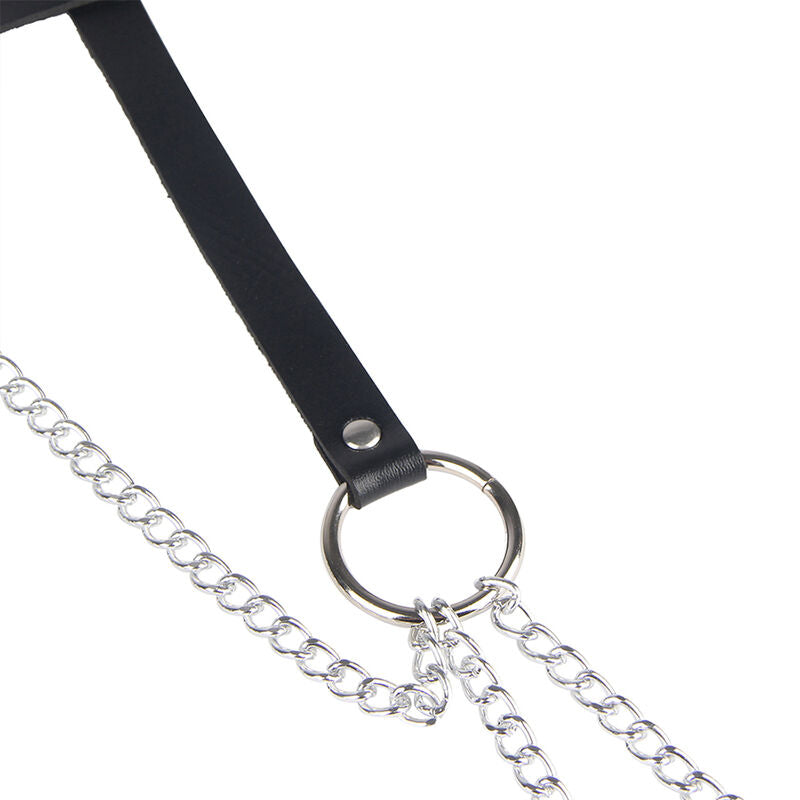 SUBBLIME - CINTURON DE CADENAS ANILLAS CUERO NEGRO TALLA ÚNICA SUBBLIME FETISH
