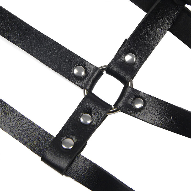 SUBBLIME - ARNÉS DE PECHO ANILLAS DE CUERO NEGRO TALLA ÚNICA SUBBLIME FETISH