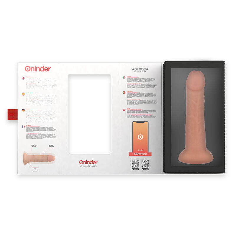 ONINDER - LARGE BOGOTÁ DILDO VIBRADOR 9 VELOCIDADES NATURAL 22 CM -O- 4.5 CM - APP GRATUITA ONINDER