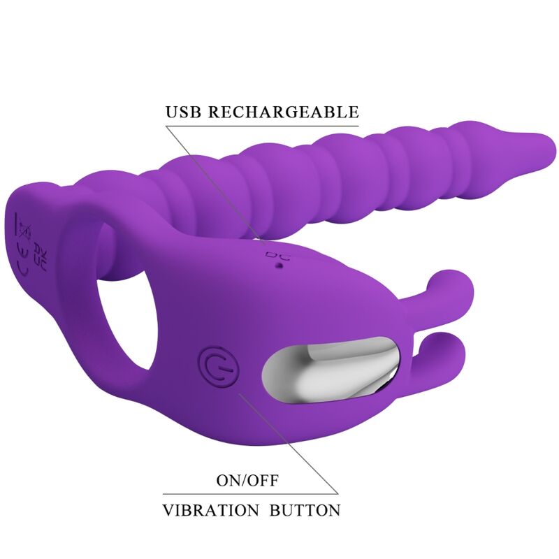PRETTY LOVE - BLACKNEY ANILLO PENE CON PLUG VIBRADOR LILA PRETTY LOVE