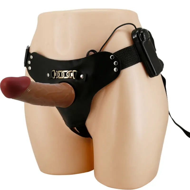PRETTY LOVE - STARKS HARNESS BRIEFS VIBRACIÓN MULTI-VELOCIDAD DILDO 17,5 CM MULATO PRETTY LOVE