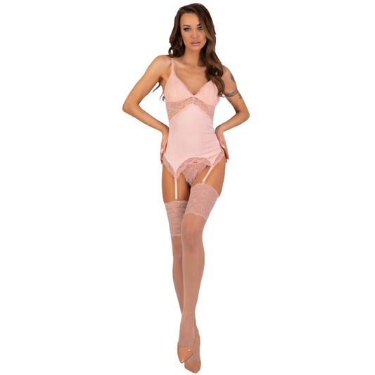 LIVCO CORSETTI FASHION - PERSINNE PEACH SET CORSET + PANTY + MEDIAS LIVCO CORSETTI SETS