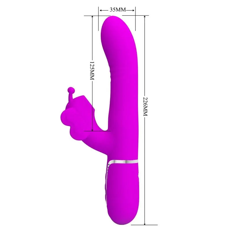 PRETTY LOVE - VIBRADOR RABBIT MULTIFUNCIÓN 4 EN 1 MARIPOSA FUCSIA PRETTY LOVE FLIRTATION