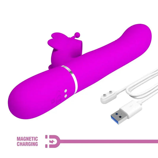 PRETTY LOVE - VIBRADOR RABBIT MULTIFUNCIÓN 4 EN 1 MARIPOSA FUCSIA PRETTY LOVE FLIRTATION