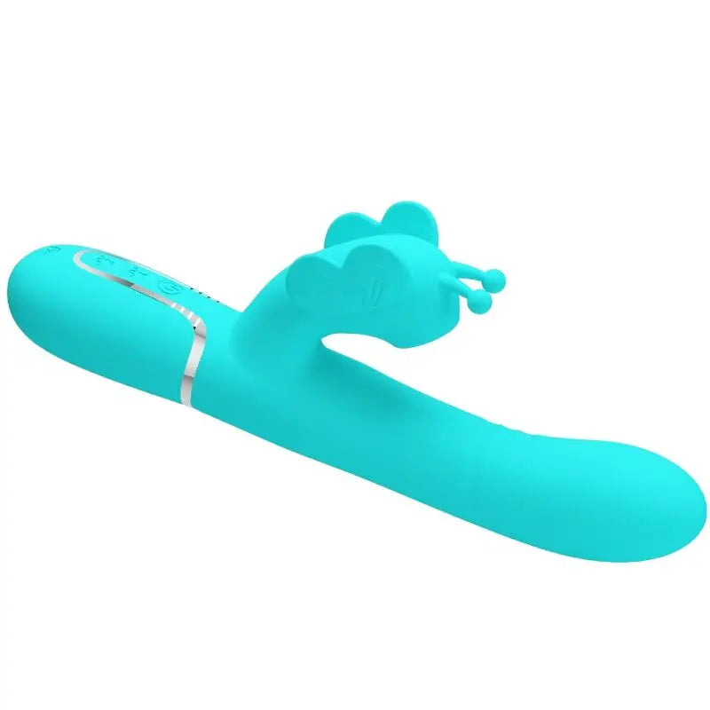 PRETTY LOVE - VIBRADOR RABBIT MULTIFUNCIÓN 4 EN 1 MARIPOSA VERDE AGUA PRETTY LOVE FLIRTATION