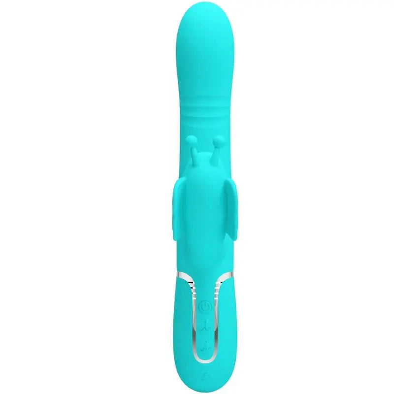 PRETTY LOVE - VIBRADOR RABBIT MULTIFUNCIÓN 4 EN 1 MARIPOSA VERDE AGUA PRETTY LOVE FLIRTATION
