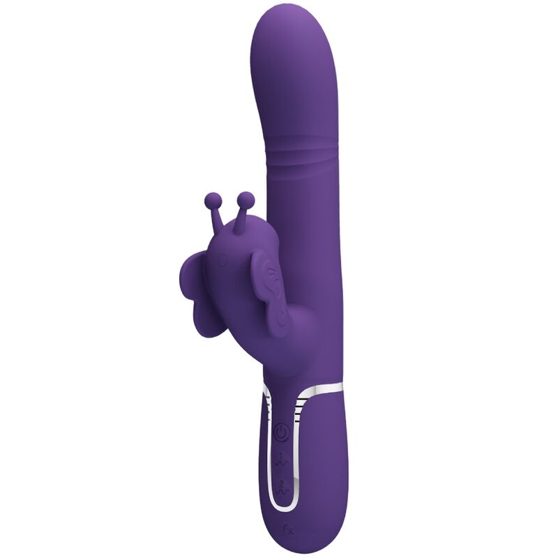 PRETTY LOVE - VIBRADOR RABBIT MULTIFUNCIÓN 4 EN 1 MARIPOSA MORADO PRETTY LOVE FLIRTATION