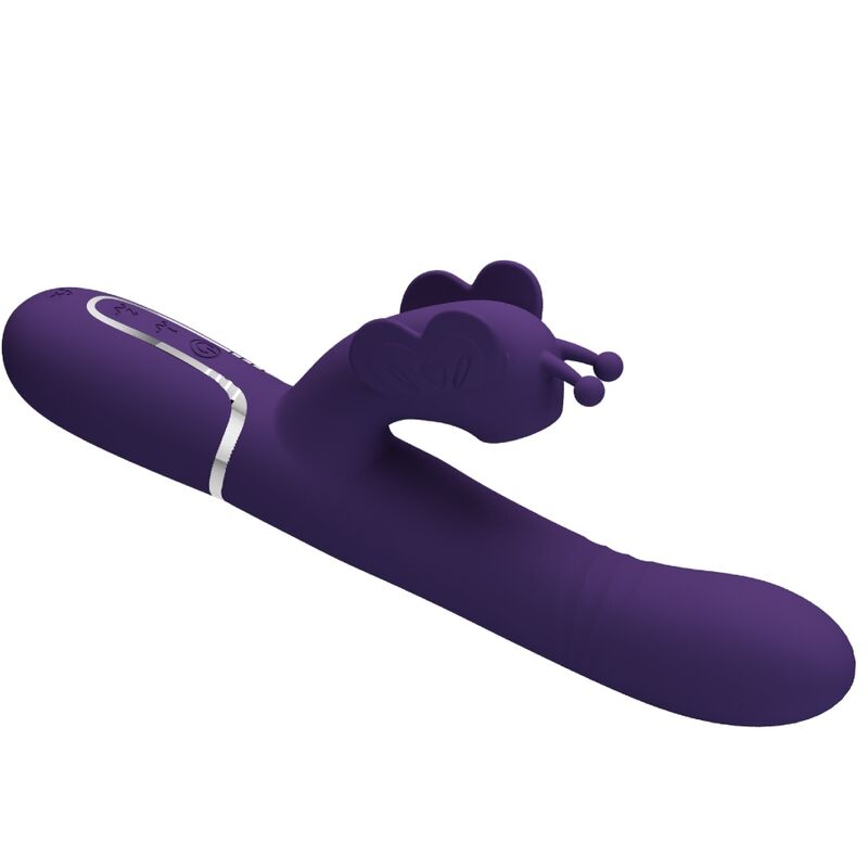 PRETTY LOVE - VIBRADOR RABBIT MULTIFUNCIÓN 4 EN 1 MARIPOSA MORADO PRETTY LOVE FLIRTATION
