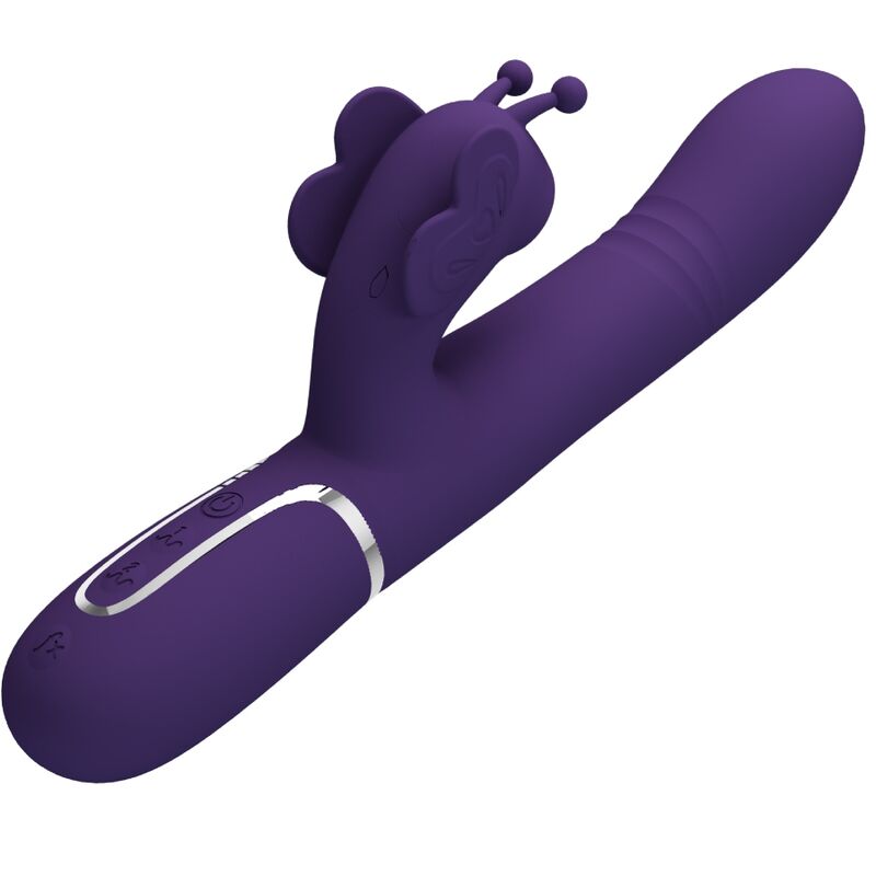 PRETTY LOVE - VIBRADOR RABBIT MULTIFUNCIÓN 4 EN 1 MARIPOSA MORADO PRETTY LOVE FLIRTATION