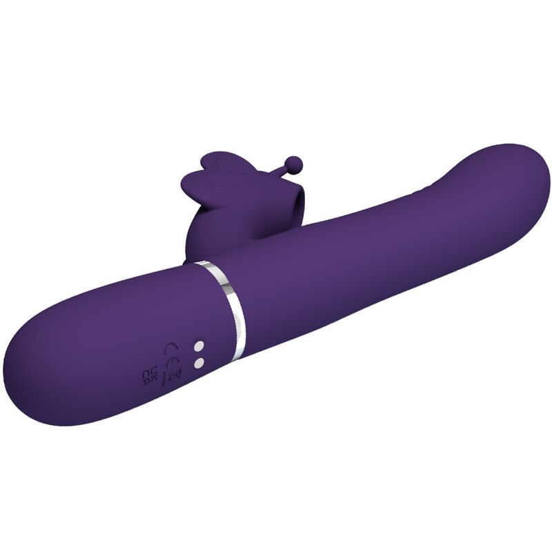 PRETTY LOVE - VIBRADOR RABBIT MULTIFUNCIÓN 4 EN 1 MARIPOSA MORADO PRETTY LOVE FLIRTATION