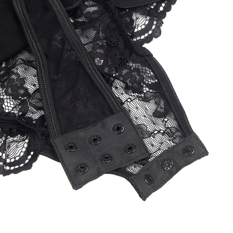 SUBBLIME - TEDDY CON LIGA DETALLE ENCAJES Y TIRAS NEGRO S/M SUBBLIME BODIES