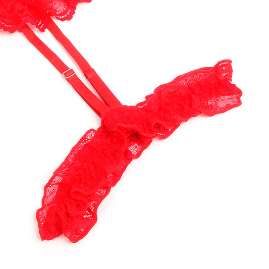 SUBBLIME - TEDDY CON LIGA DETALLE ENCAJE Y TIRAS ROJO S/M SUBBLIME BODIES