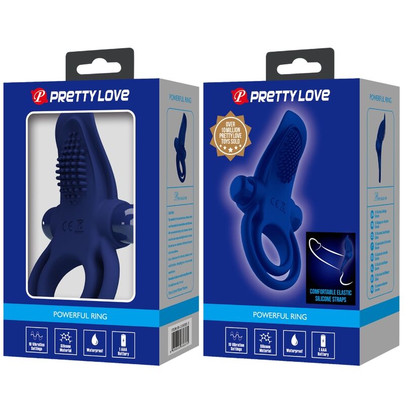 PRETTY LOVE - BRONSON DOBLE ANILLO CON VIBRACIÓN AZUL PRETTY LOVE MALE