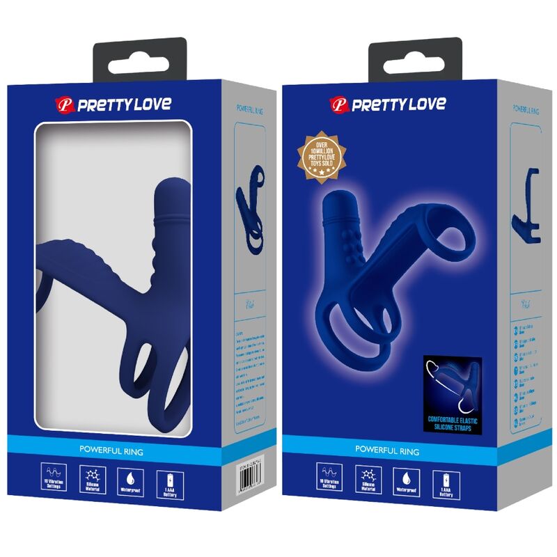 PRETTY LOVE - ELISH ANILLO VIBRADOR CON EXTENSIÓN AZUL PRETTY LOVE MALE