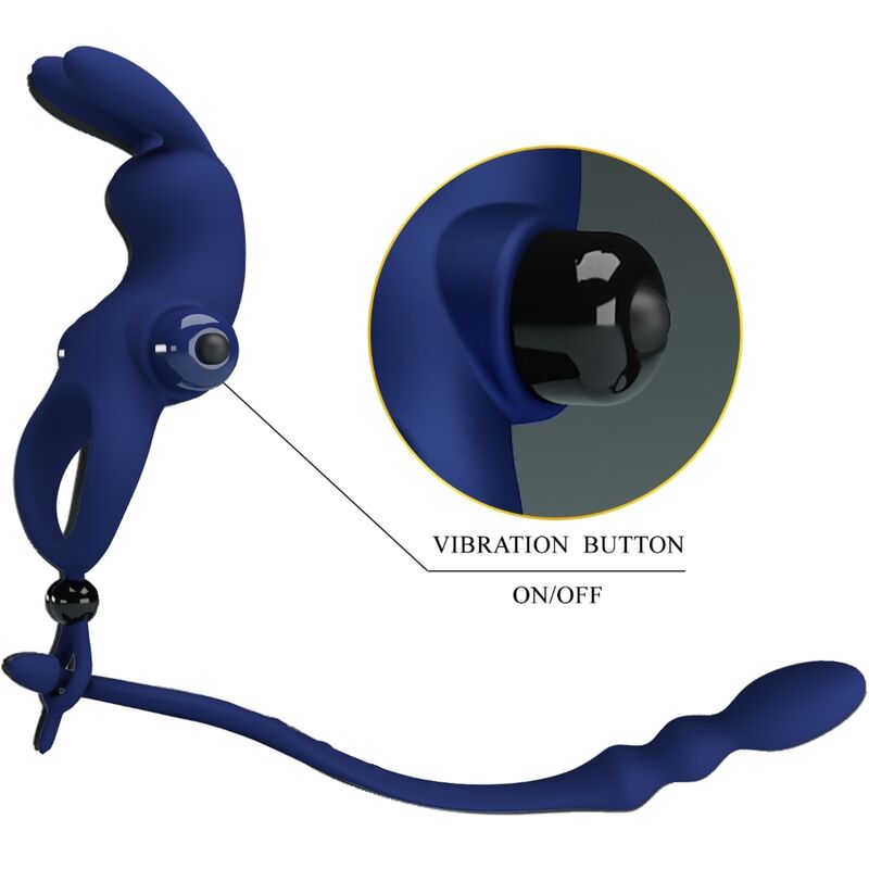 PRETTY LOVE - AYAD ANILLO VIBRADOR RABBIT CON PLUG AZUL PRETTY LOVE MALE