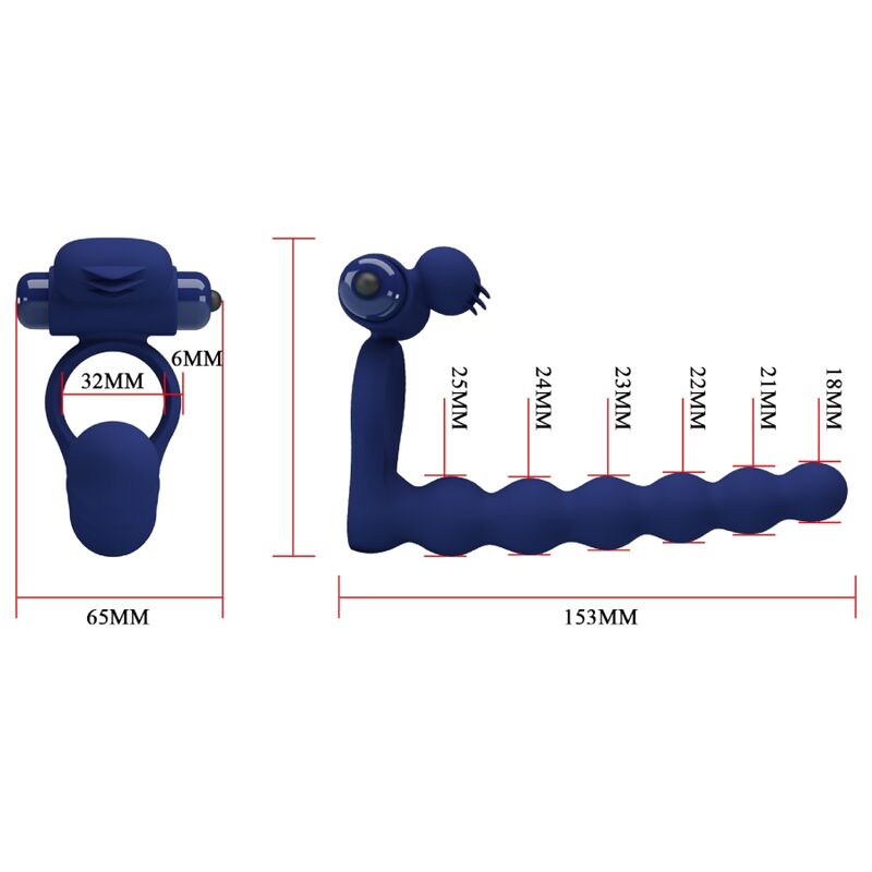 PRETTY LOVE - AJMAL ANILLO VIBRADOR CON PLUG AZUL PRETTY LOVE MALE