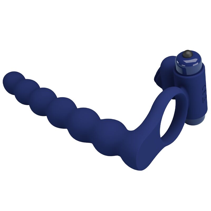 PRETTY LOVE - AJMAL ANILLO VIBRADOR CON PLUG AZUL PRETTY LOVE MALE