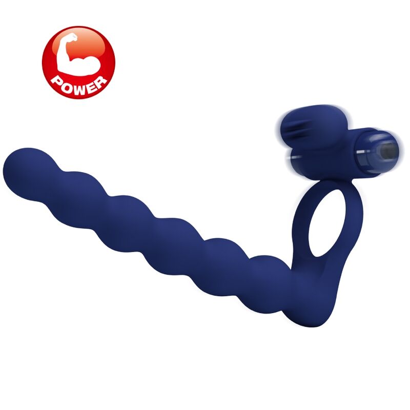 PRETTY LOVE - AJMAL ANILLO VIBRADOR CON PLUG AZUL PRETTY LOVE MALE