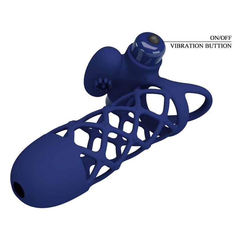 PRETTY LOVE - GIANN ANILLO VIBRADOR CON FUNDA DE SILICONA AZUL PRETTY LOVE MALE