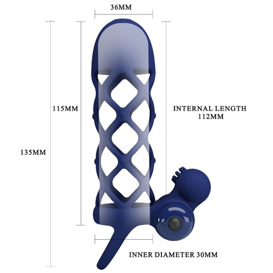 PRETTY LOVE - GIANN ANILLO VIBRADOR CON FUNDA DE SILICONA AZUL PRETTY LOVE MALE