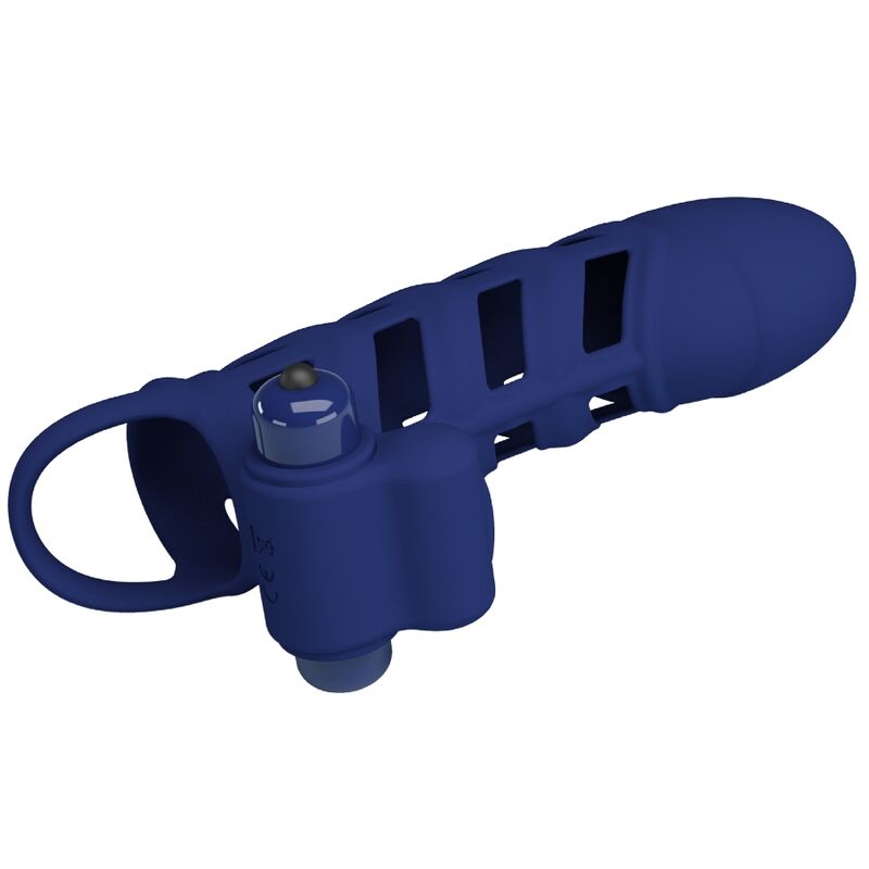 PRETTY LOVE - ALTAF ANILLO VIBRADOR CON FUNDA DE SILICONA AZUL PRETTY LOVE MALE