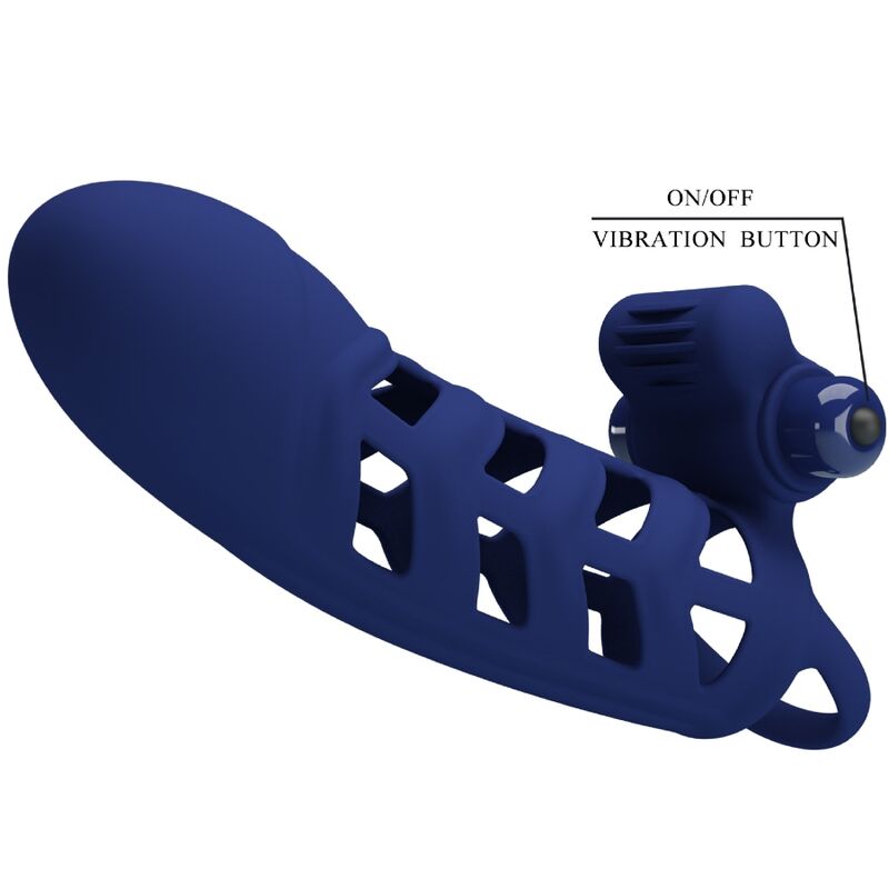PRETTY LOVE - ALTAF ANILLO VIBRADOR CON FUNDA DE SILICONA AZUL PRETTY LOVE MALE