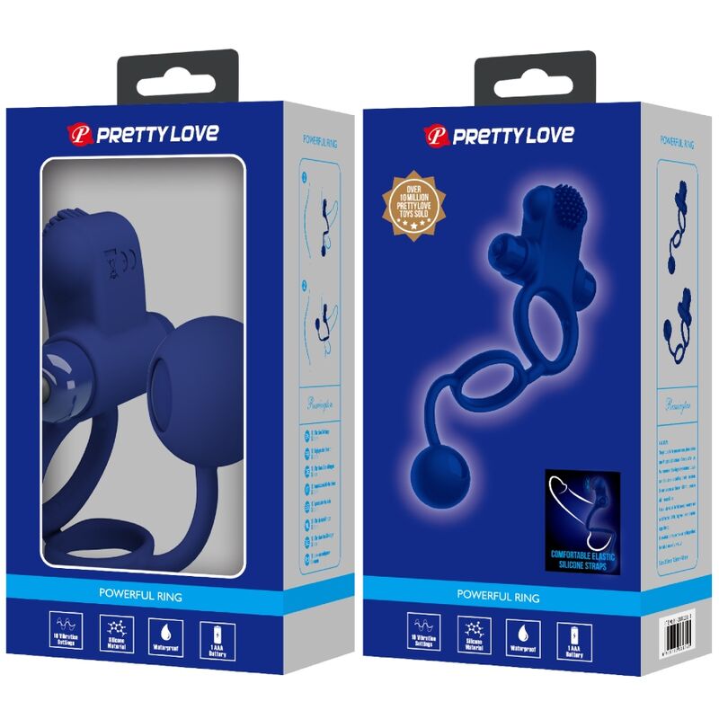 PRETTY LOVE - REMINGTON DOBLE ANILLO VIBRADOR CON PLUG AZUL PRETTY LOVE MALE