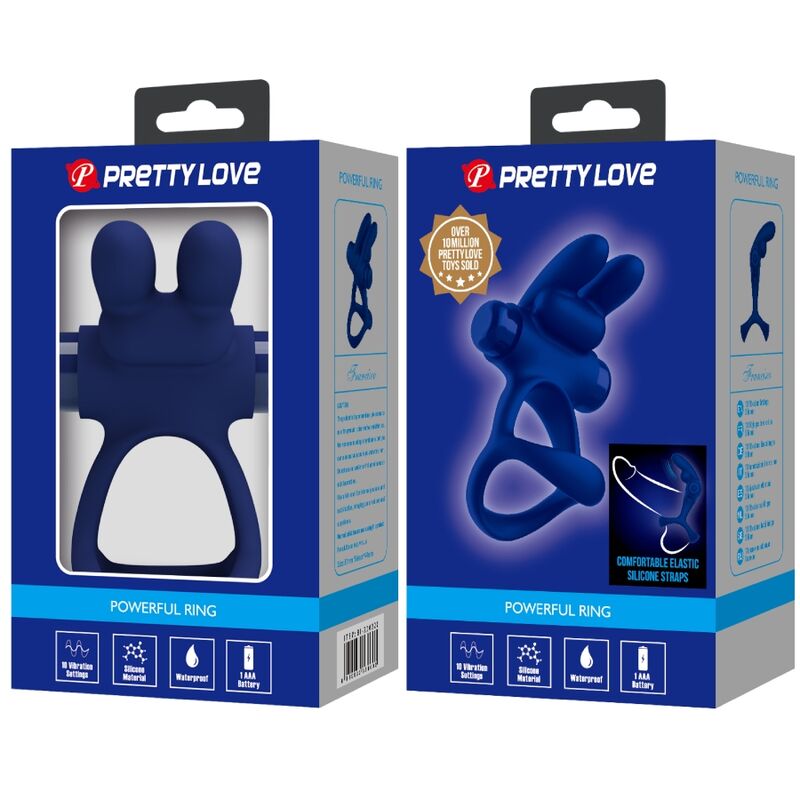 PRETTY LOVE - FRANCISCO DOBLE ANILLO VIBRADOR RABBIT AZUL PRETTY LOVE MALE