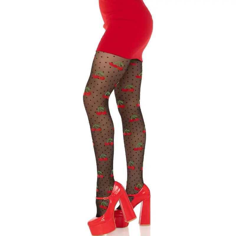 LEG AVENUE - MEDIAS LUNARES CEREZA NEGRO LEG AVENUE HOSIERY