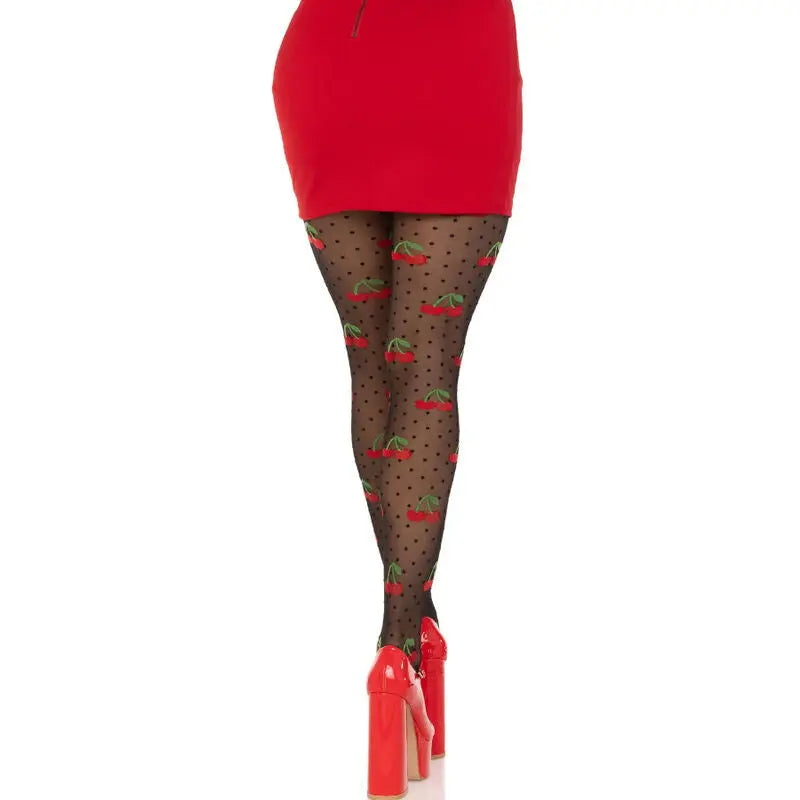 LEG AVENUE - MEDIAS LUNARES CEREZA NEGRO LEG AVENUE HOSIERY