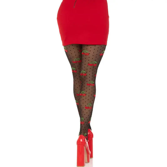 LEG AVENUE - MEDIAS LUNARES CEREZA NEGRO LEG AVENUE HOSIERY