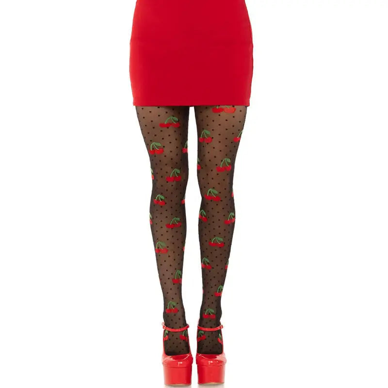 LEG AVENUE - MEDIAS LUNARES CEREZA NEGRO LEG AVENUE HOSIERY